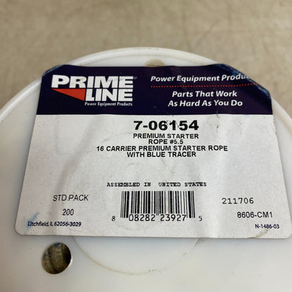 Prime Line Starter Rope 7-016154 7/32" Dia x 200' White/Blue Braided Cord