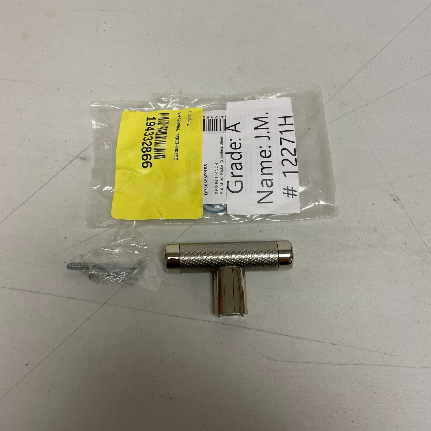 Amerock Esquire 2‑5/8″ T‑Knob Polished Nickel/Stainless Steel BP36556PNSS