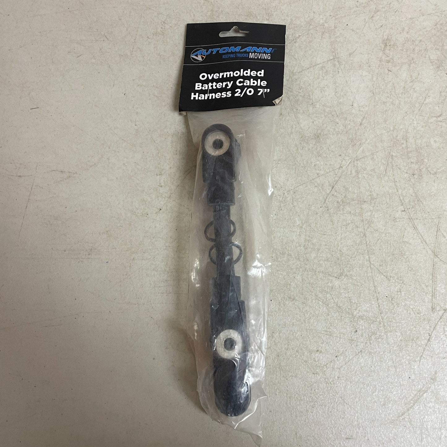 Automann Overmolded Battery Harness 2/0 Gauge 7″ Black Heavy-Duty 178.2020BK