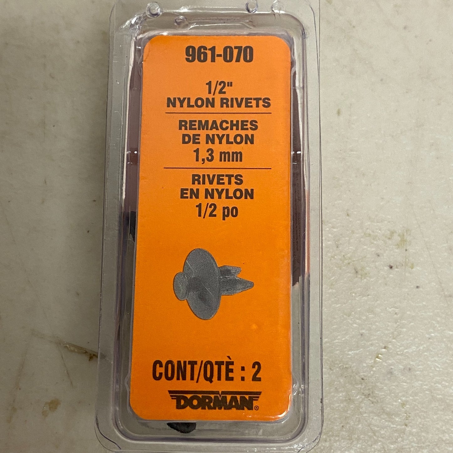 Dorman 961‑070 Rivet‑Screw Push‑Pin Retainer ½″ Hole, 1″ Head 90″ Length