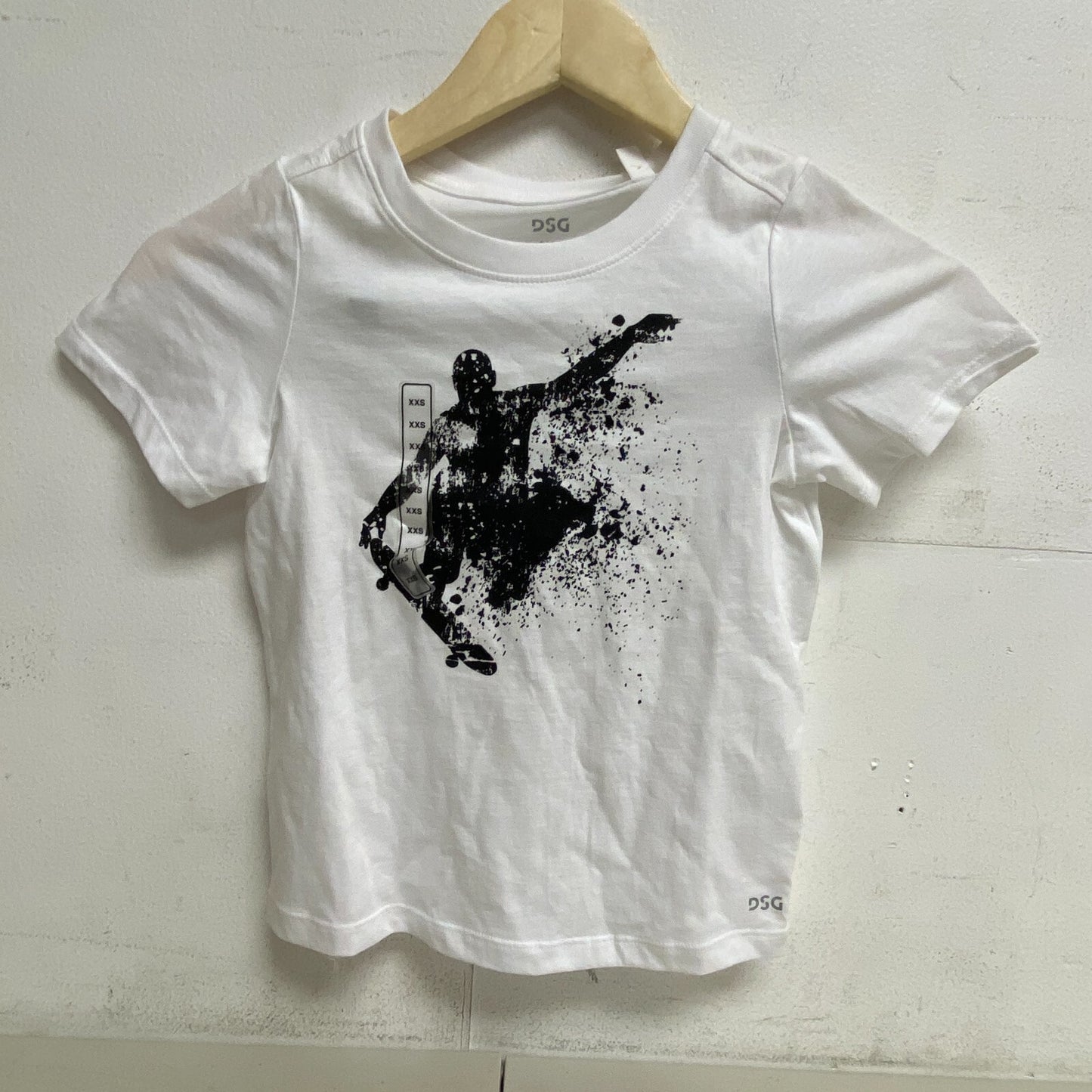 DSG Boys' Solid Relaxed Fit Cotton Graphic Tee Shirt Pure White Skater DAB21108