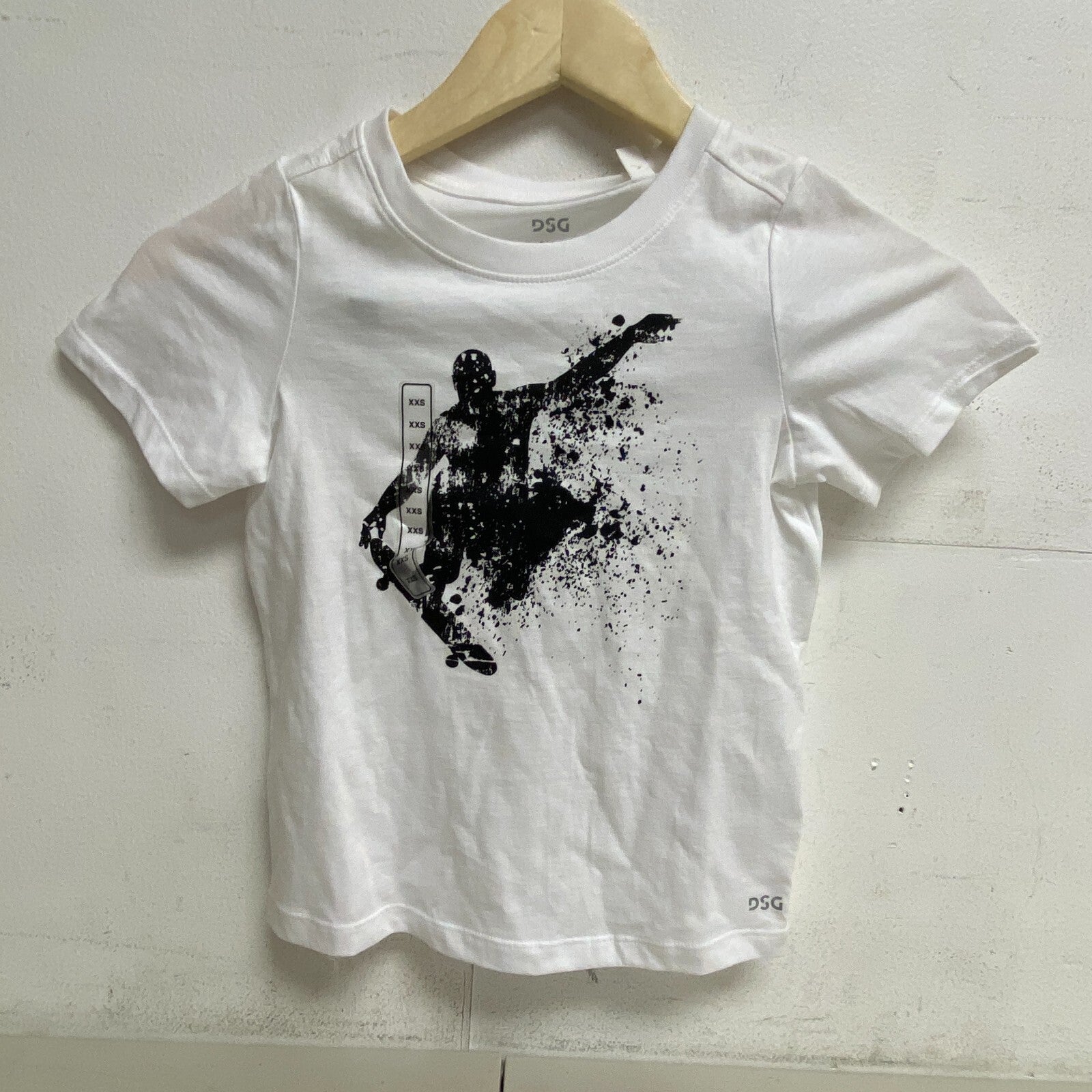 DSG Boys' Solid Relaxed Fit Cotton Graphic Tee Shirt Pure White Skater DAB21108