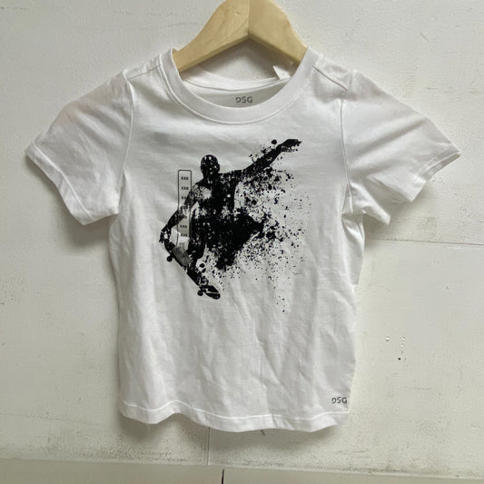 DSG Boys' Solid Relaxed Fit Cotton Graphic Tee Shirt Pure White Skater DAB21108