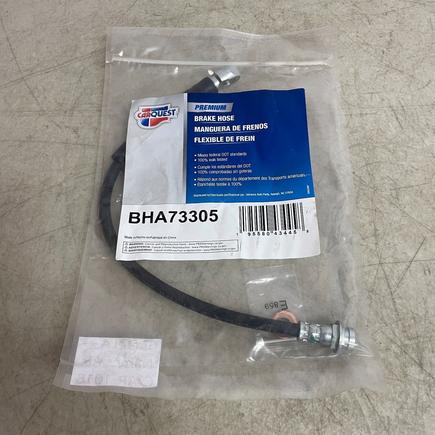 Carquest Premium Brake Hose BHA73305  15.25" Banjo to Female Copper Washers