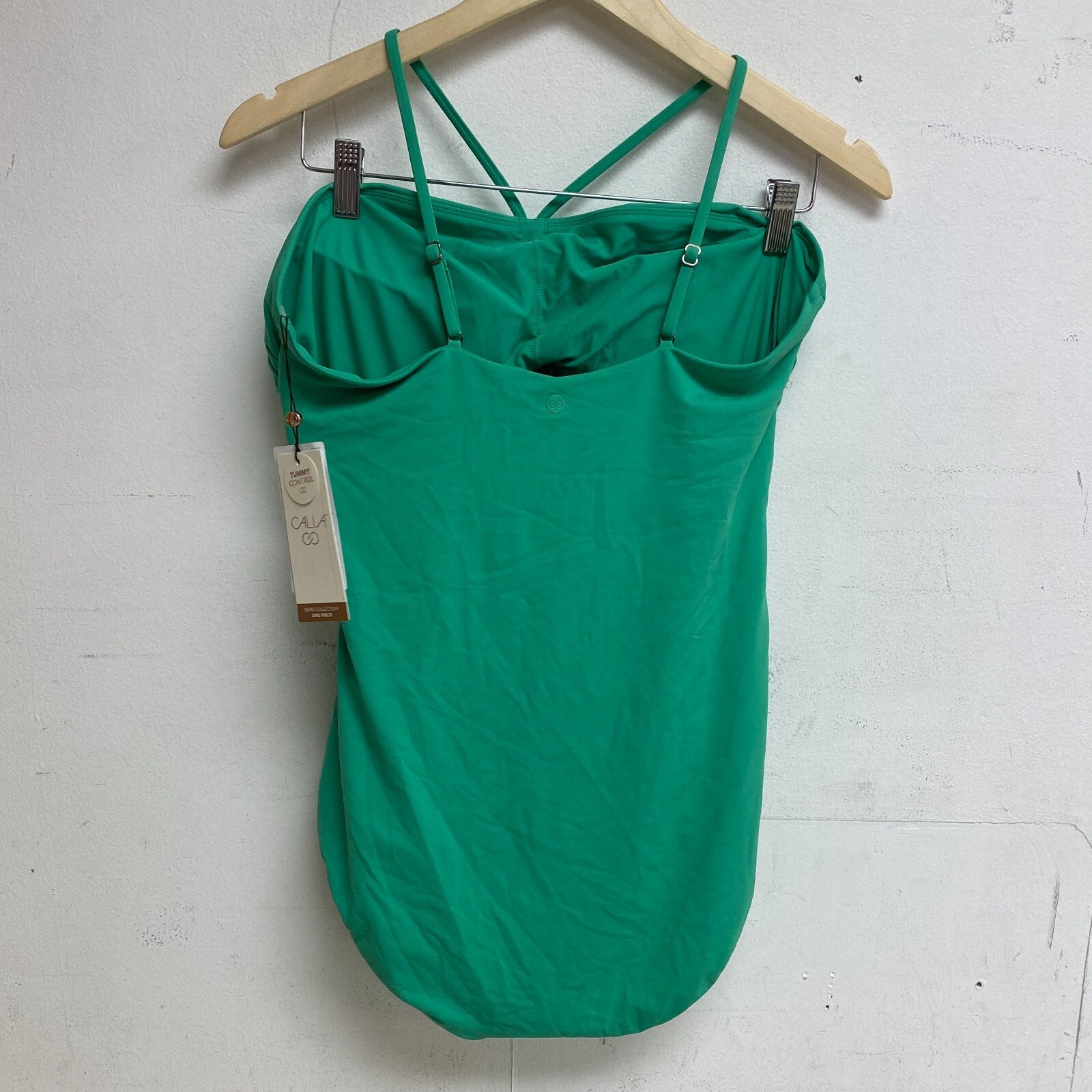 Calia Women's Swim Tummy Control Shirred Cut Out One Piece Swimsuit Green Glow