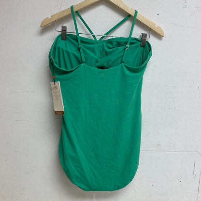 Calia Women's Swim Tummy Control Shirred Cut Out One Piece Swimsuit Green Glow