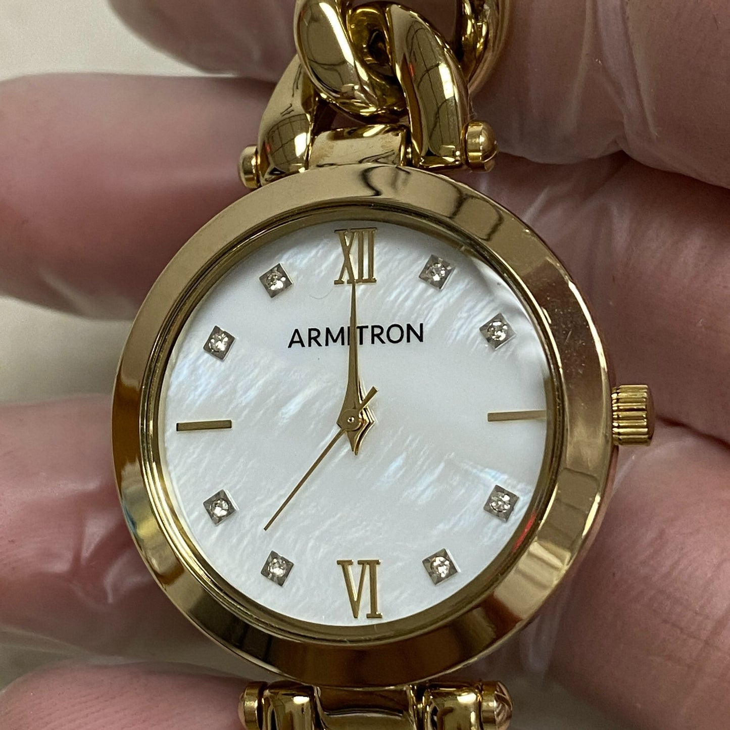 Armitron Women's Genuine Crystal Accented Chain Bracelet Watch, 75/5822GP