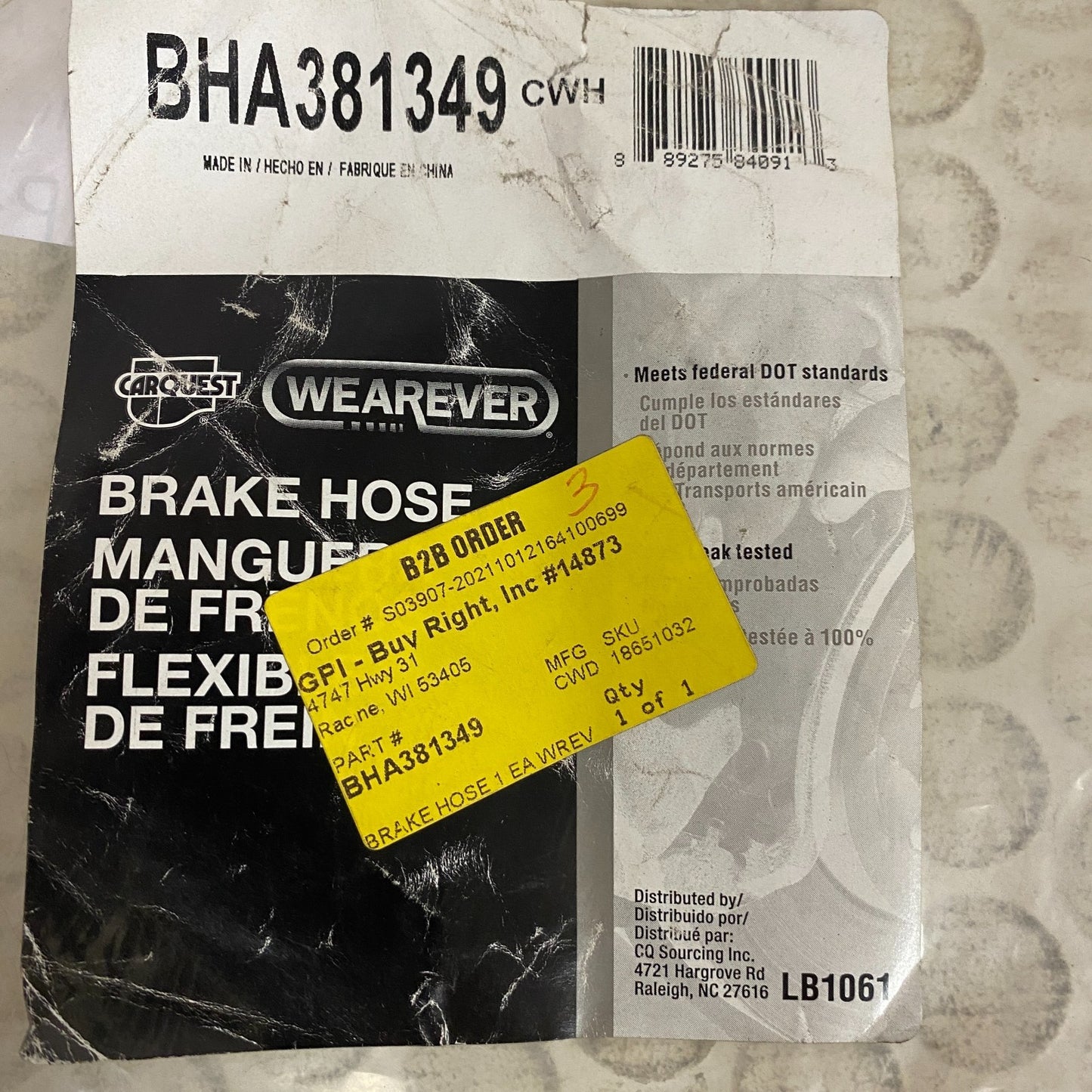 Carquest BHA381349 Brake Hydraulic Hose Rear Left fits 02-09 Subaru Legacy