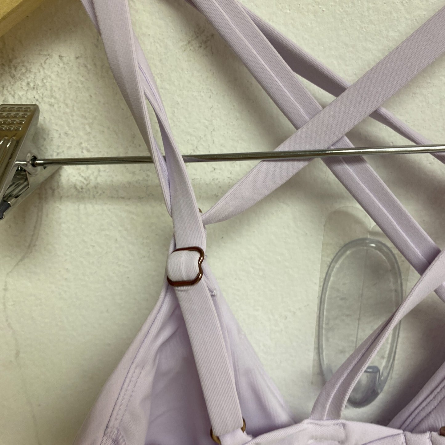 Calia Women's Swim Collection Strappy Back Racerback Bikini Top Blooming Lilac