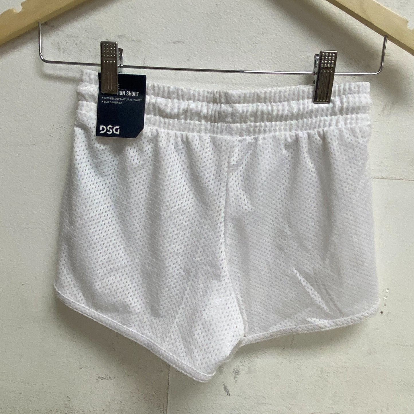 DSG Girl's Mesh Stride Run Built-in Brief Shorts Natural Waist White DAG12132
