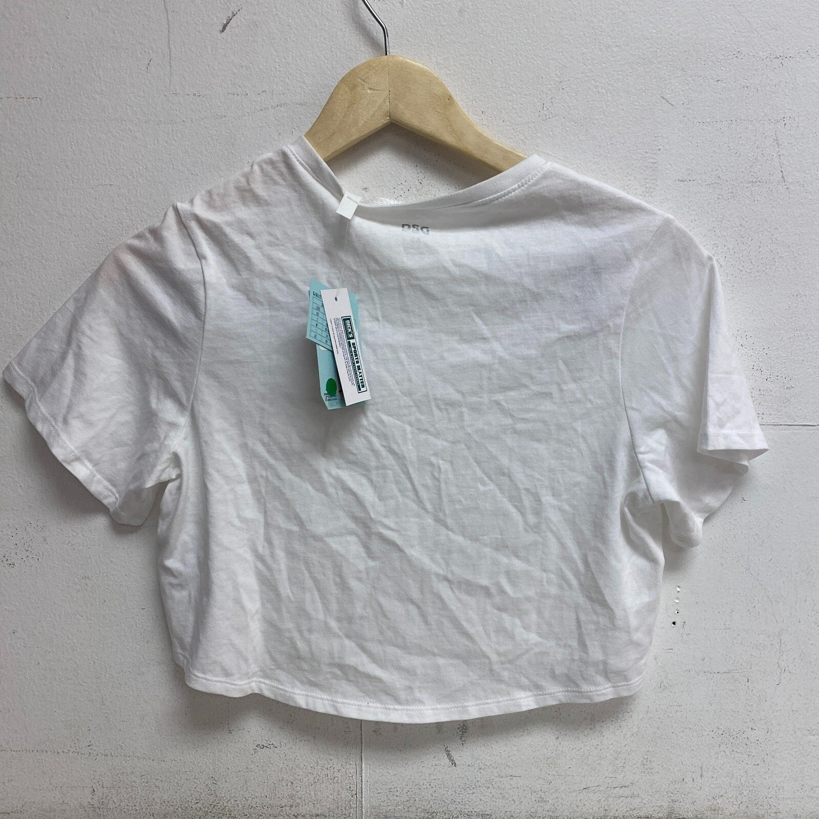 DSG Womens Solid Cut Off Short Sleeve Tee Pure White Fashion Summer DAG13118