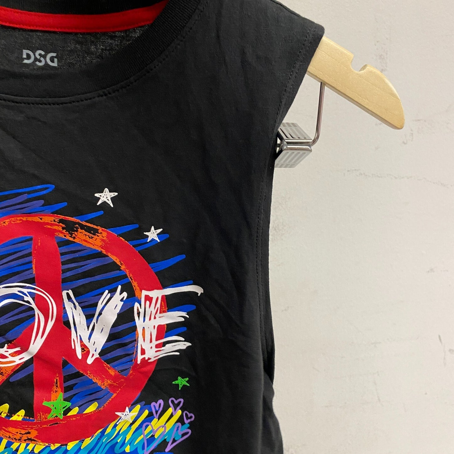 DSG Boys Graphic Tank Pure Black Peace Solid Sleeveless Crew Neck DAB12119