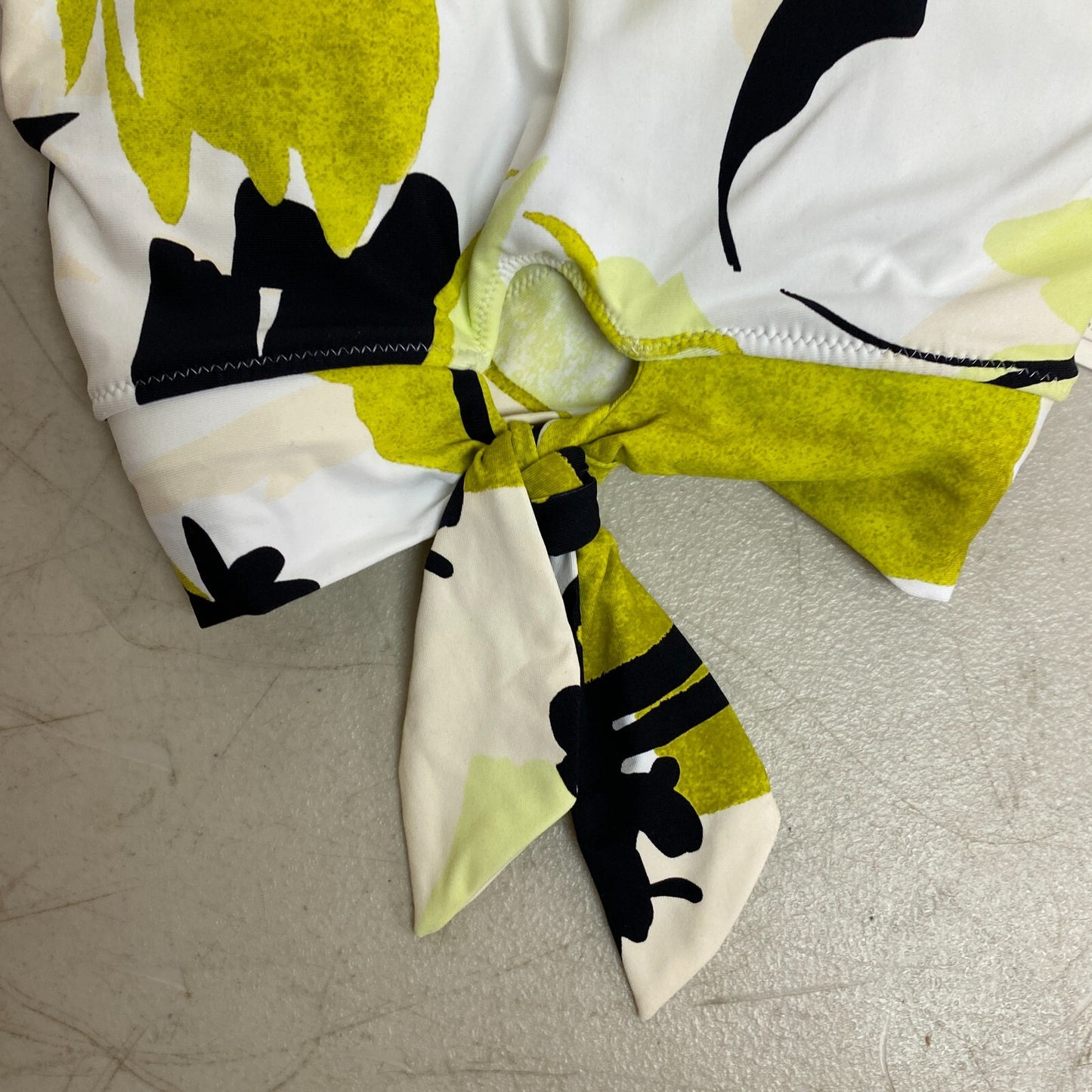 Calia Women's Swim Medium Support Tie Front Long Line Bikini Top Green Multi New