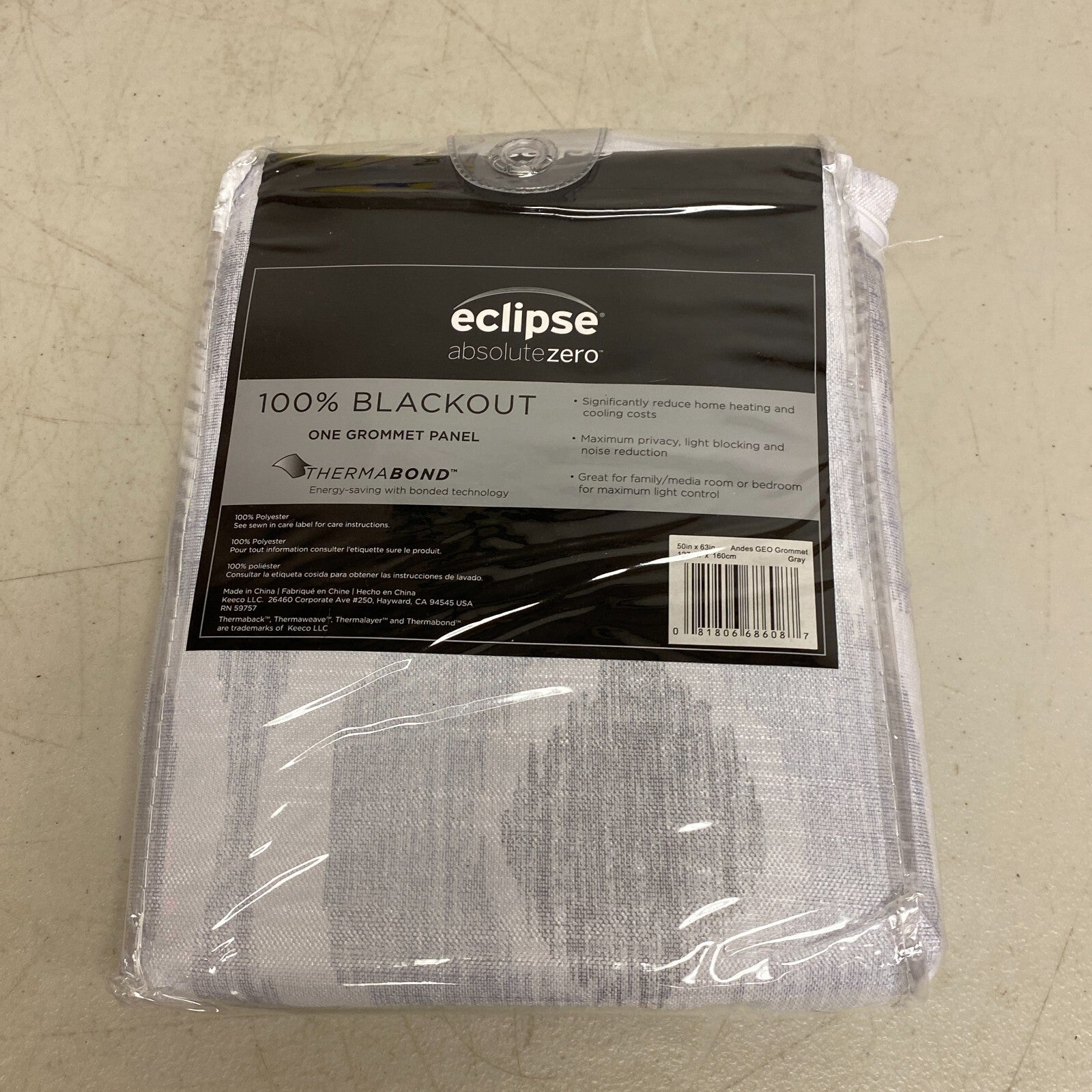 Eclipse absolute zero - 100% blackout one grommet panel- Andes GEO Grommet Gray