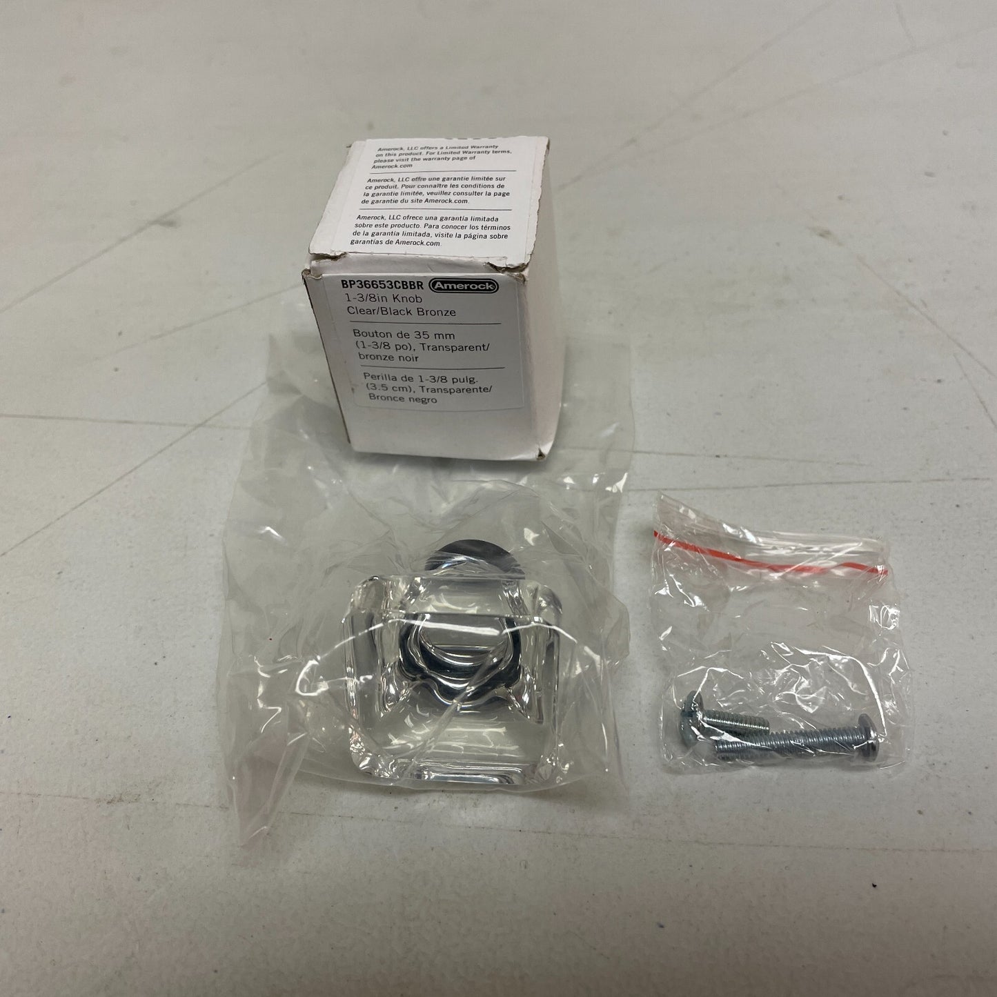 Amerock Glacio 1‑3/8″ Clear/Black Bronze Square Cabinet Knob BP36653CBBR