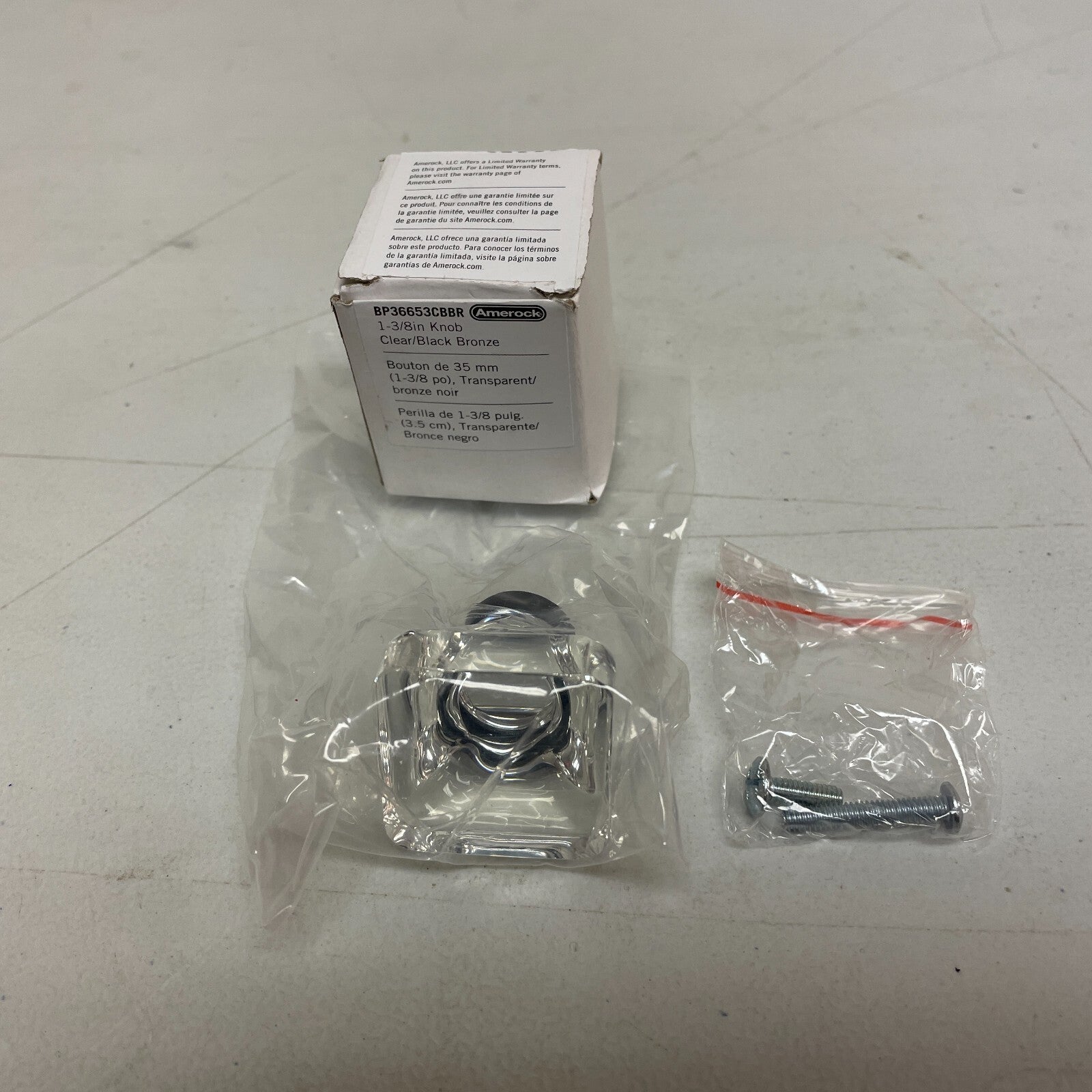 Amerock Glacio 1‑3/8″ Clear/Black Bronze Square Cabinet Knob BP36653CBBR