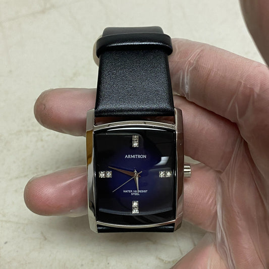 Armitron 20/4604SV Men Tank Swarovski Crystal Acc Dress Quartz Analog Watch H28