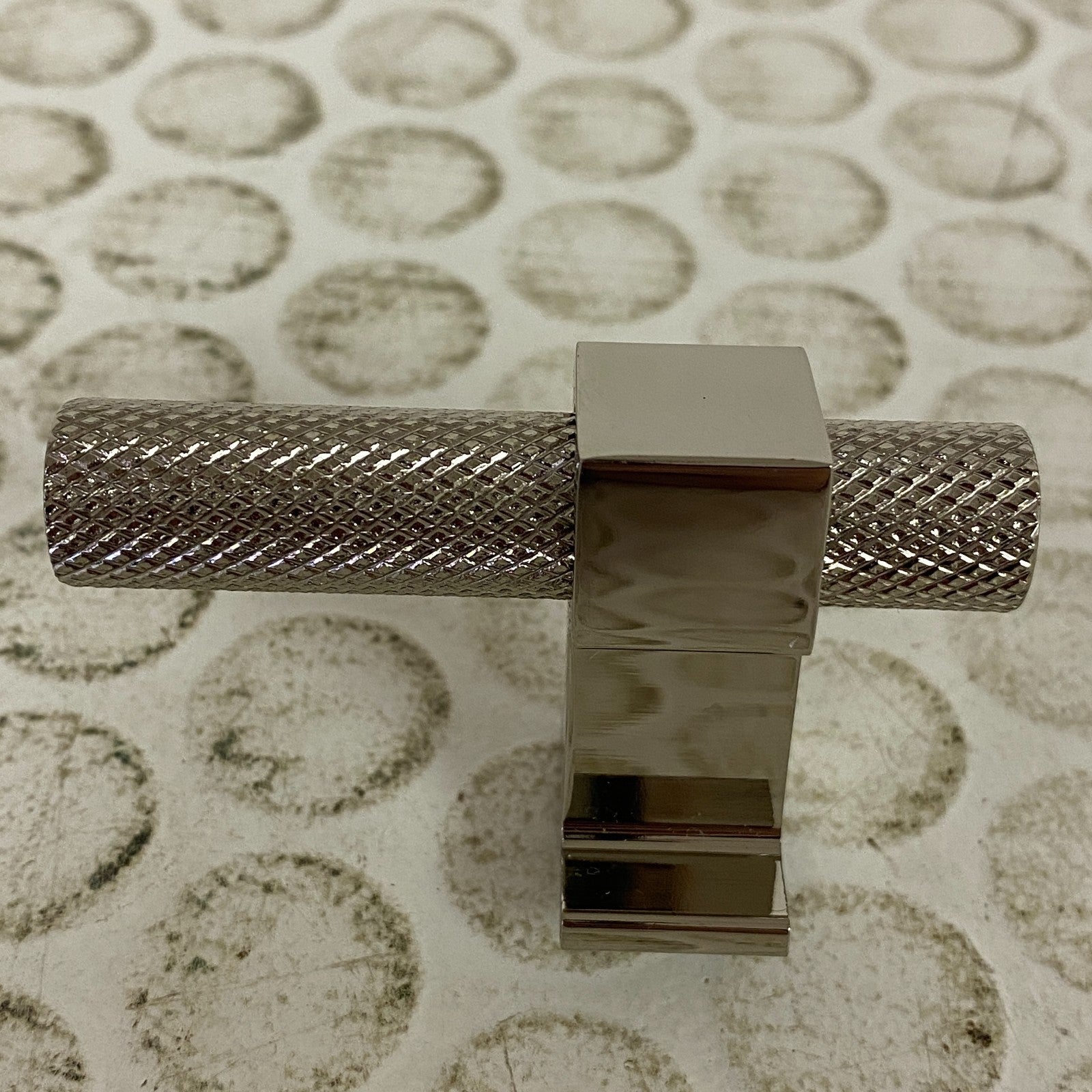 Signature Hardware Andrex Knurled Offset Cabinet Knob Polished Nickel