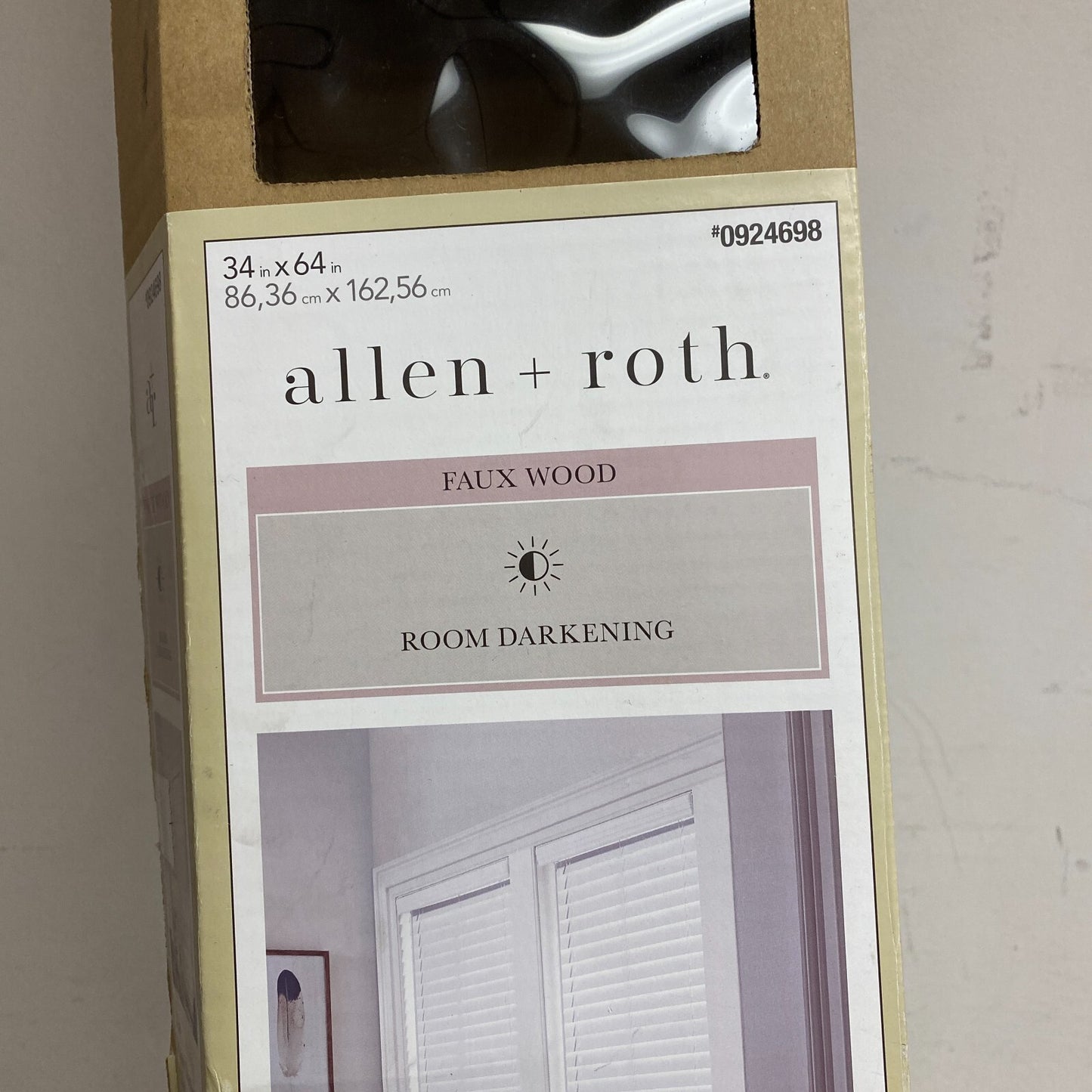 allen + roth 2-in Room Darkening Cordless Faux Wood Blind White 34in x 64in
