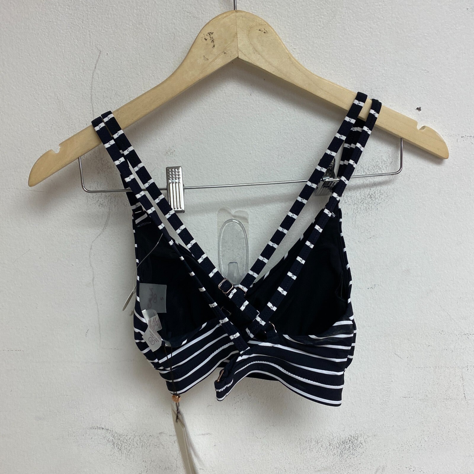 Calia Women's Runched Front Cross Back Racerback Top Stripe Black WSA23204PRT