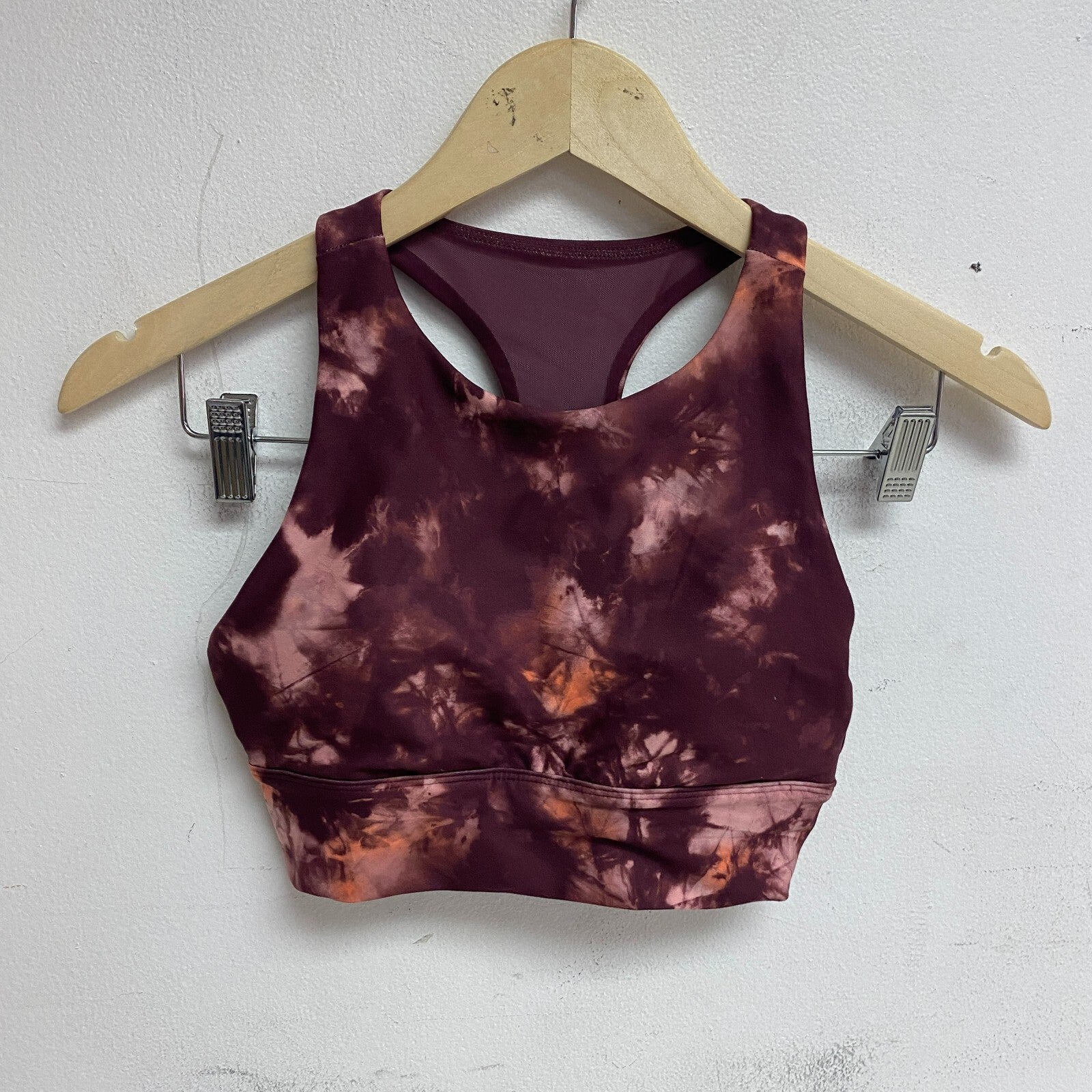 DSG Women's High Neck Bra Splotch Dye Burgundy High Neck DAW22704PRT