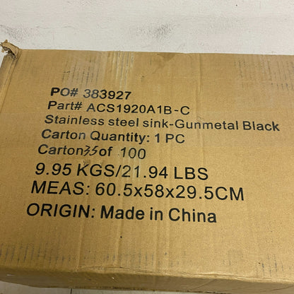 Signature Hardware 19" Atlas Stainless Steel Undermount Prep Sink - Gunmetal B,,