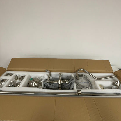 Signature Hardware Dolwick Exposed‑Pipe Shower & Tub Faucet Brushed Nickel