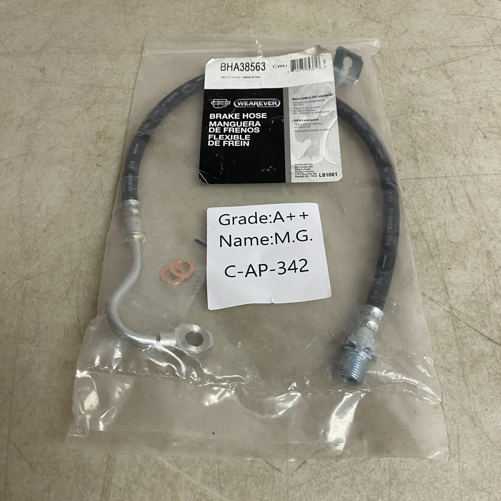 Carquest Wearever BHA38563 Brake Hose Assembly Front Right 1979 Chevy C20