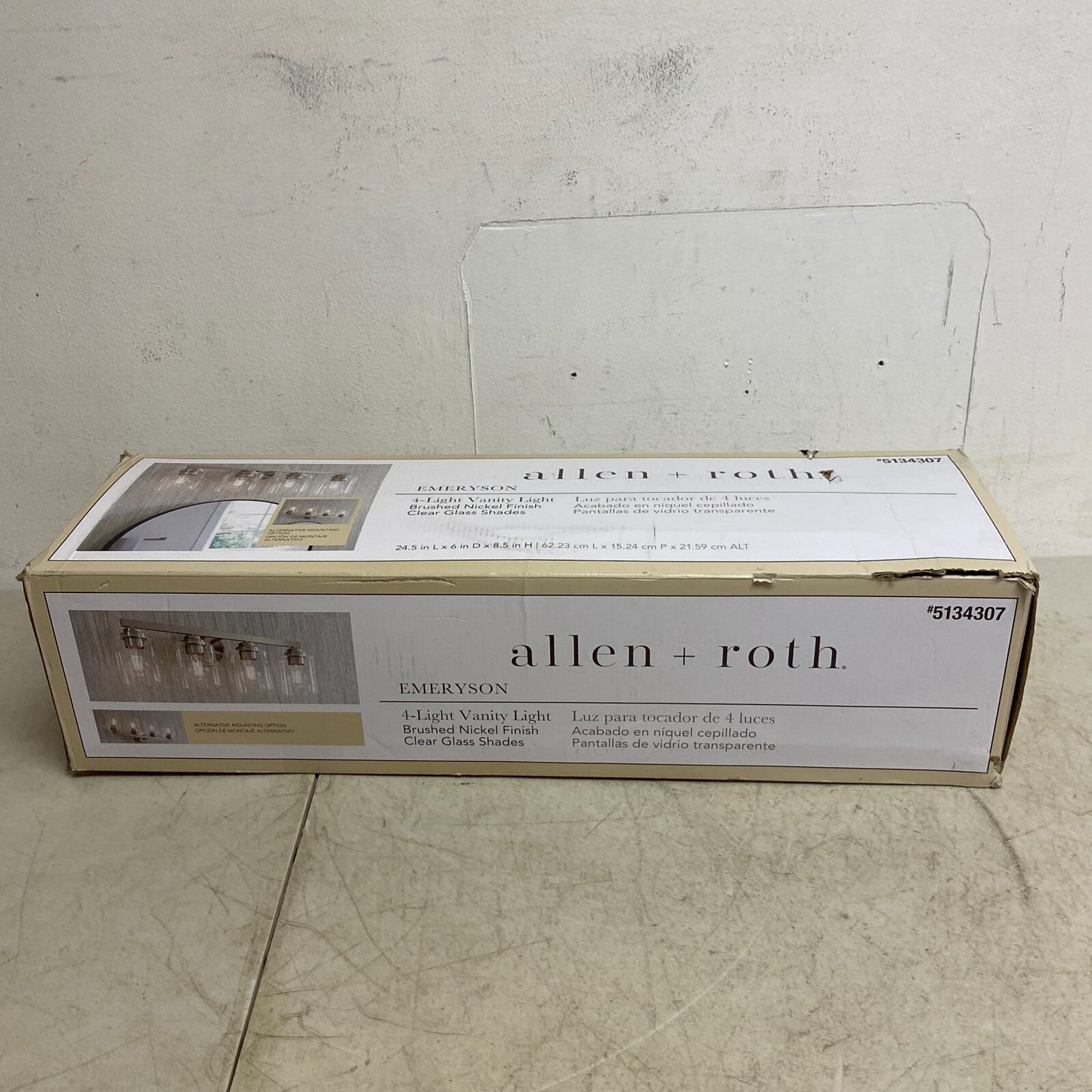 allen + roth Emeryson 4-Light Vanity Light Brushed Nickel Finish Clear Glass ...