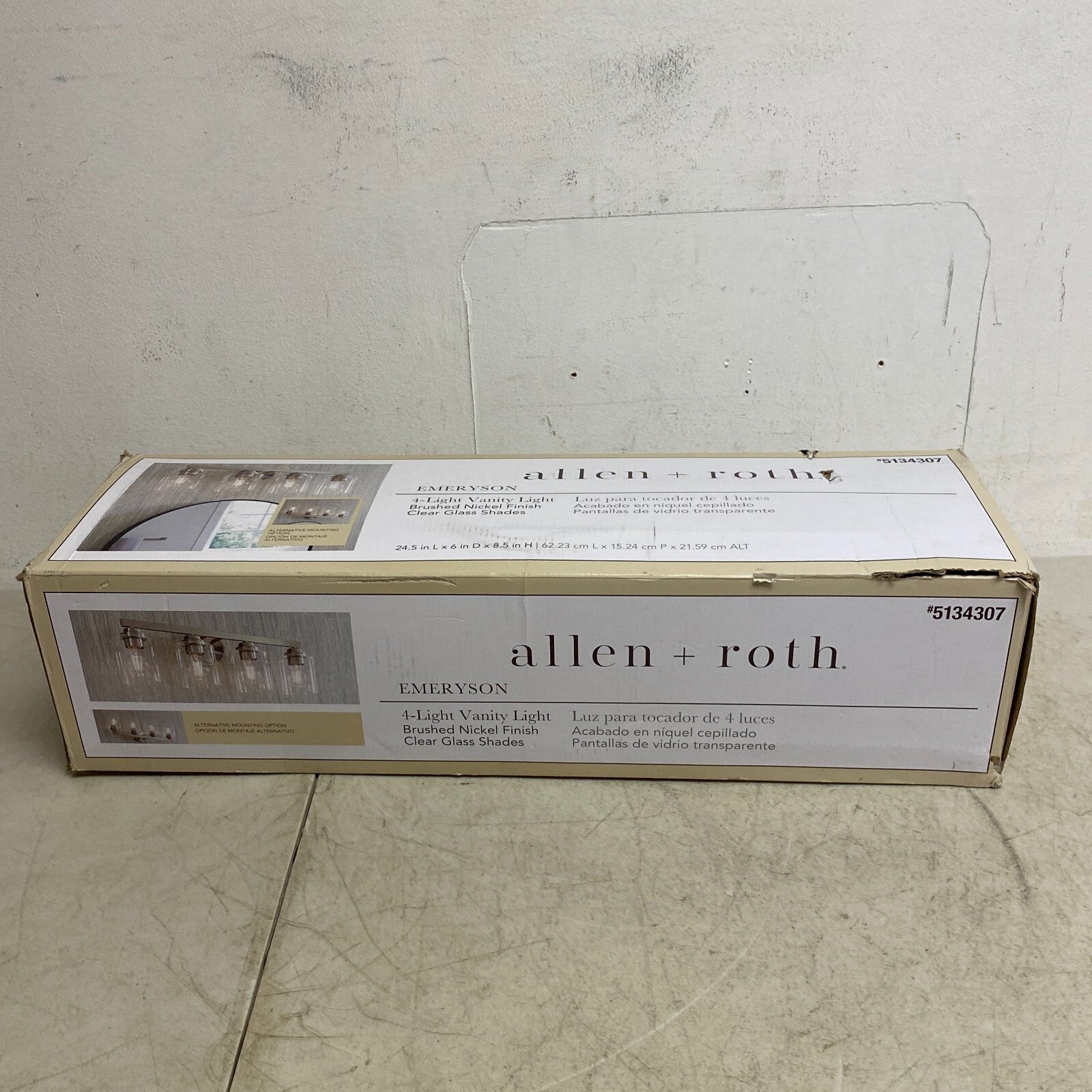 allen + roth Emeryson 4-Light Vanity Light Brushed Nickel Finish Clear Glass ...