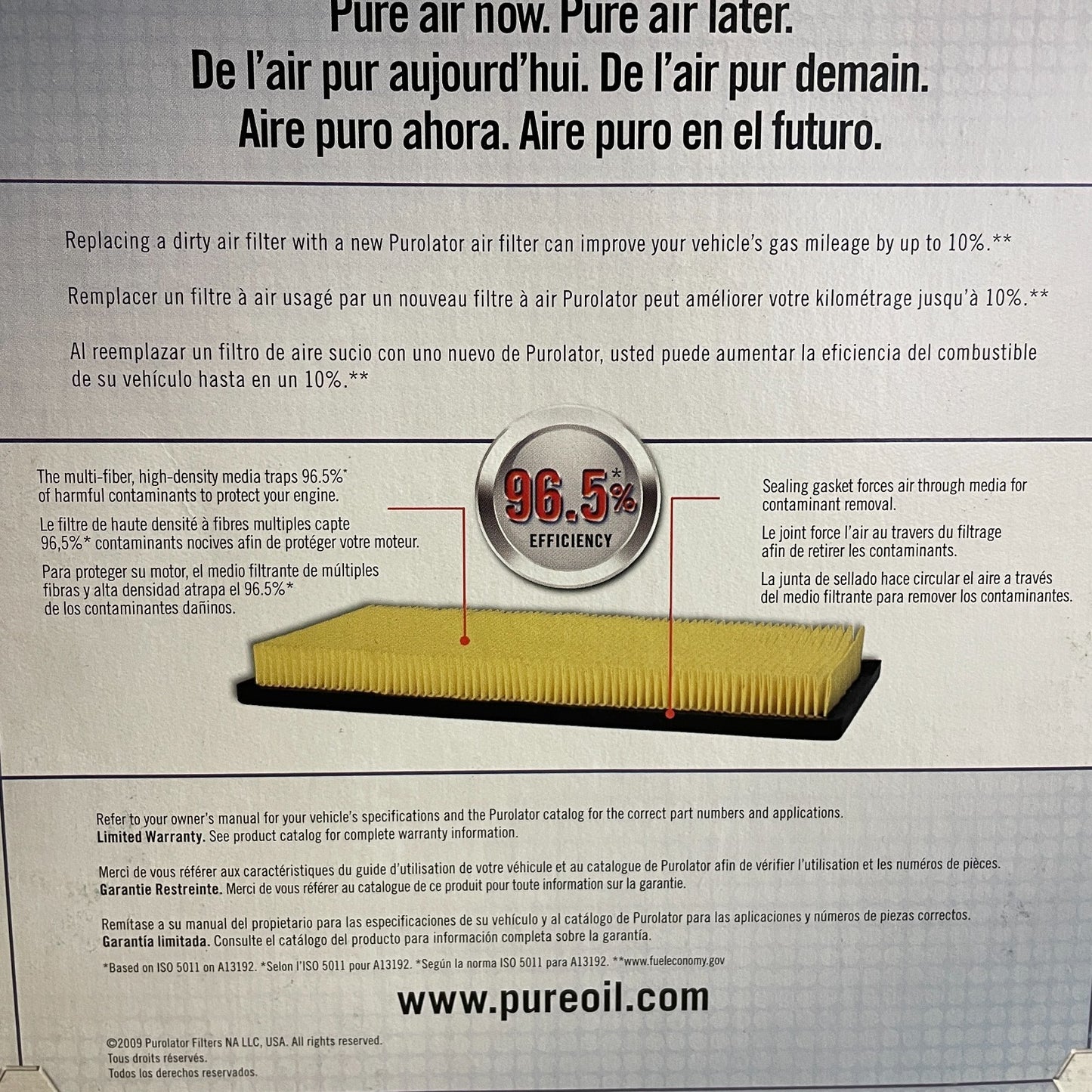 Purolator Classic Engine Air Filter A33591 Blocks 99% Dirt