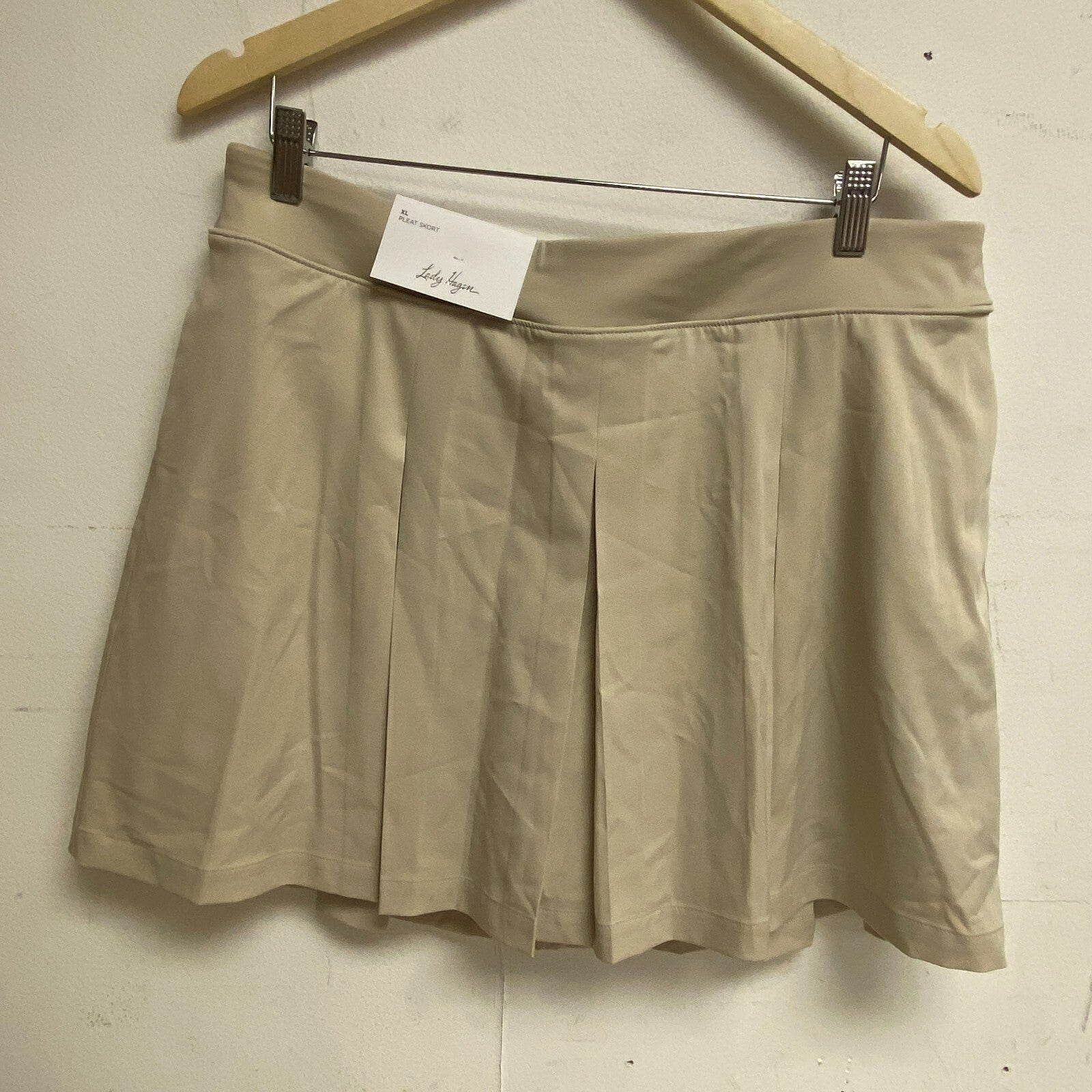 Lady Hage Womens 16" Pleat Skort Light Khaki Solid Stylish Trendy WGH37004