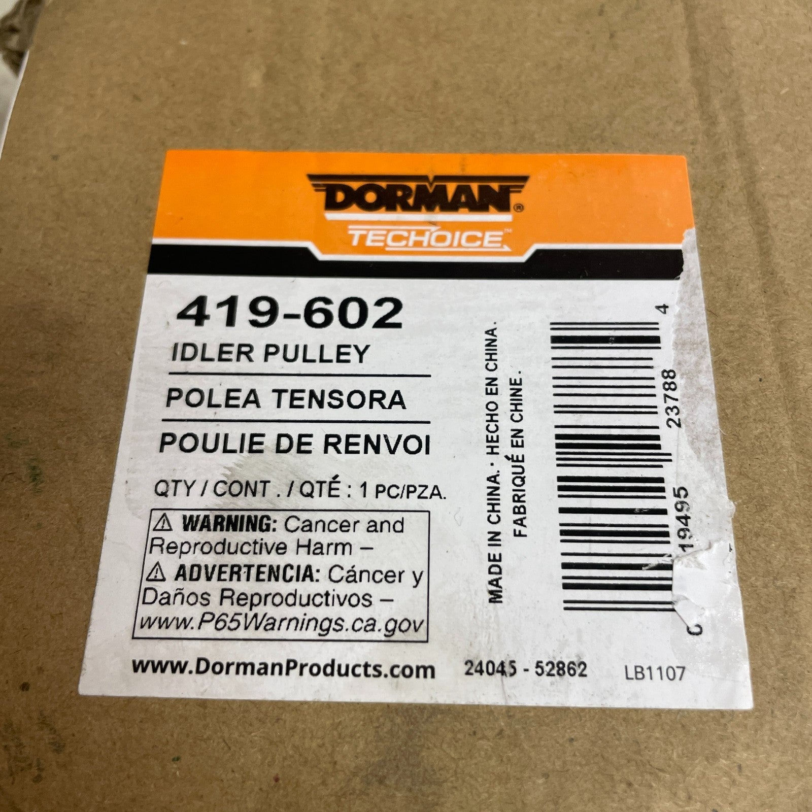 Dorman 419-602 90mm Steel Serpentine Belt Idler Pulley w/ Bearing 17mm Bore