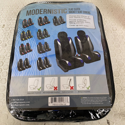 FH Group Flat Cloth Full Set Seat Covers Blue Universal Fit Washable Car Truck