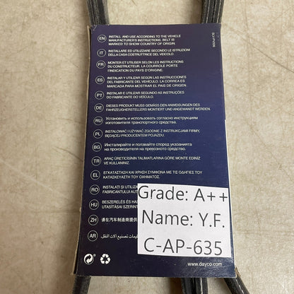 Dayco Double-Sided Serpentine Belt 5-Rib 61.02 Inch Length Model 6050610