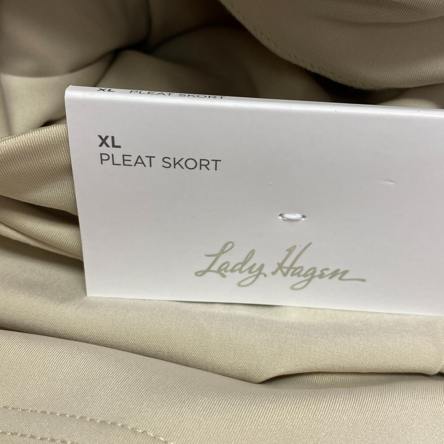 Lady Hage Womens 16" Pleat Skort Light Khaki Solid Stylish Trendy WGH37004