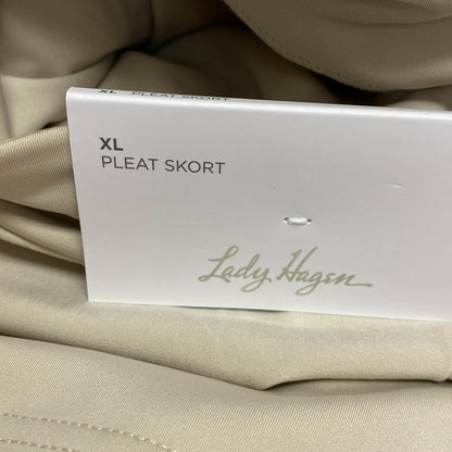 Lady Hage Womens 16" Pleat Skort Light Khaki Solid Stylish Trendy WGH37004
