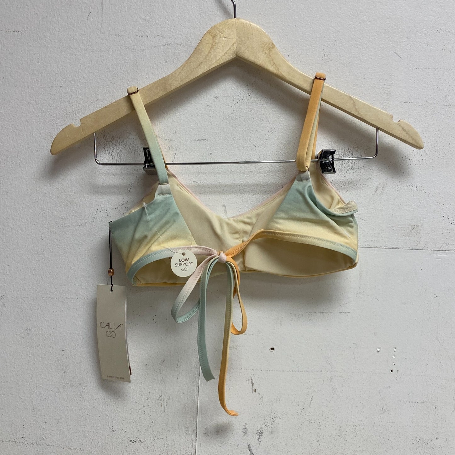 Calia Women's Swim Low Support Tie Back Bikini Top Orange Multi WSA23200PRT