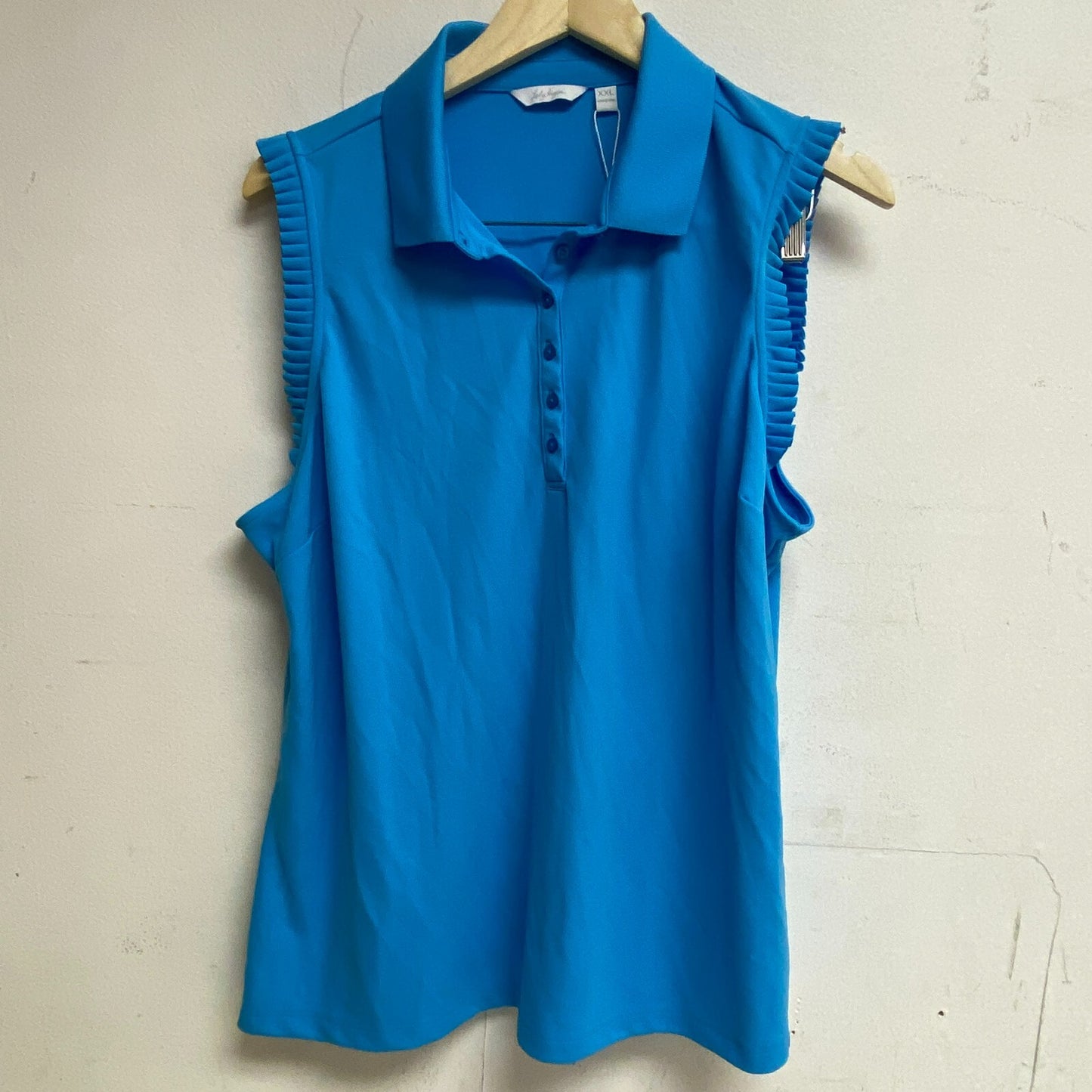 Lady Hagen Womens Eyelet Dolman Polo Blue Oasis Sleeveless Solid WGH11478