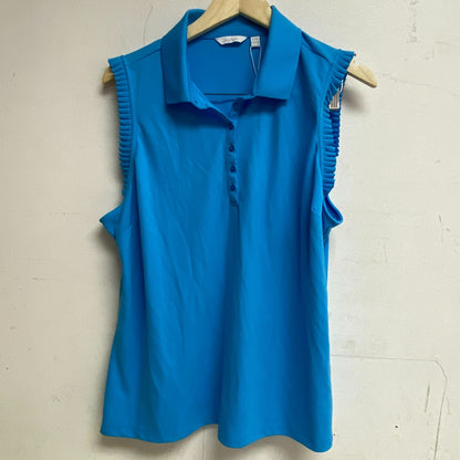 Lady Hagen Womens Eyelet Dolman Polo Blue Oasis Sleeveless Solid WGH11478