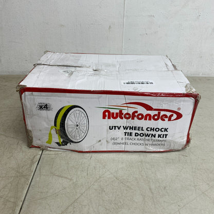 Autofonder Wheel Chock 4-Pack w/ 2x9ft E-Track Tie-Down Kit 4500lb