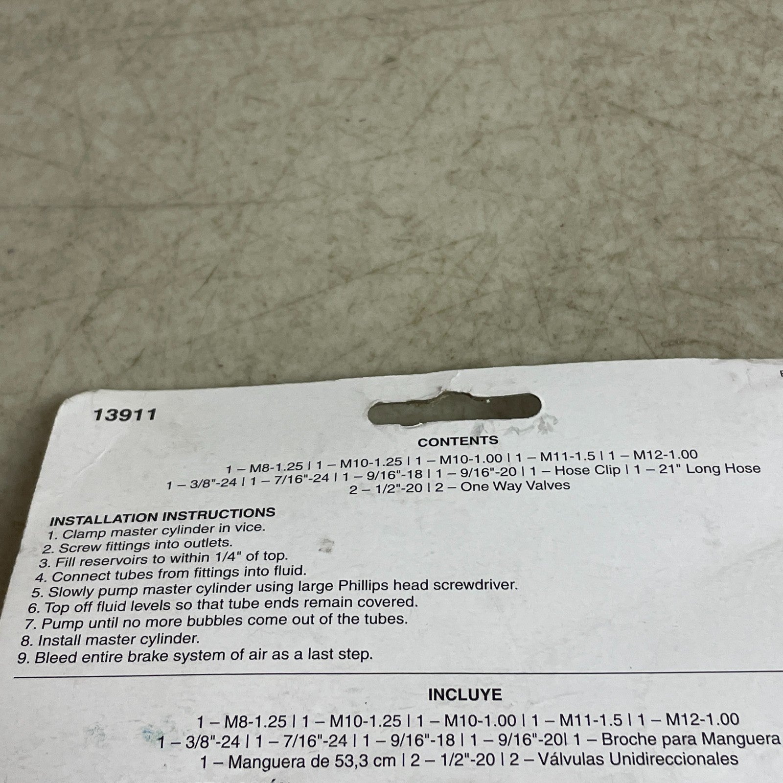 Dorman 13911 Master Cylinder Bleeder Kit Universal w/ Metric