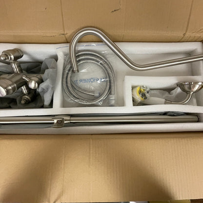 Signature Hardware Dolwick Exposed‑Pipe Shower & Tub Faucet Brushed Nickel