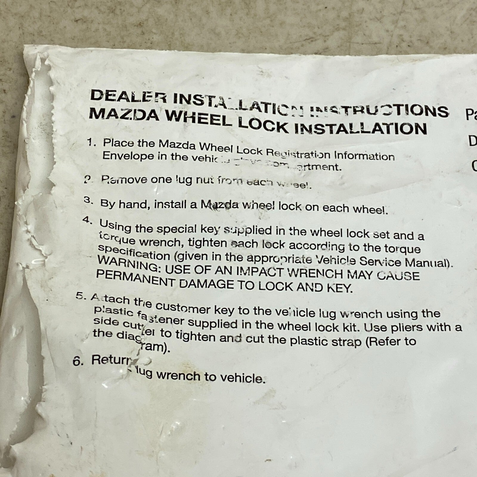 Mazda Alloy Wheel Lock Set 0000-89-120C , #752-1CP