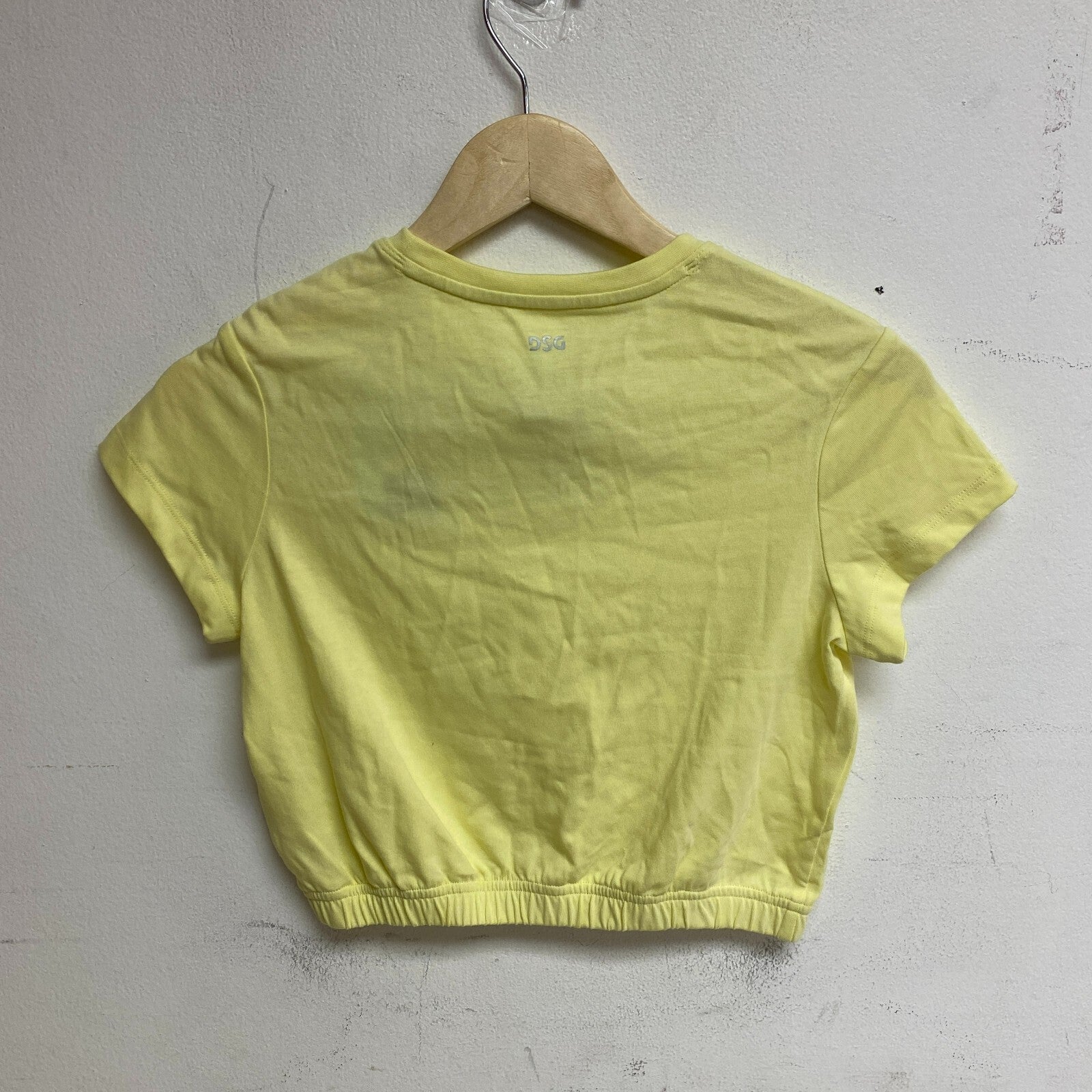 Calia Girls Cinch Bottom Tee Yellow Chill Short Sleeve Solid Cropped DAG12143