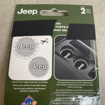 Jeep Plasticolor 000652R01 Jeep Logo Cup Holder Coaster Set 2 Pack Black PVC