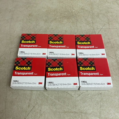 Scotch Transparent Tape 3/4″ × 1,000″ Premium Clear (Glossy)  6 Roll Pack