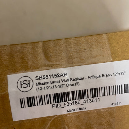 Signature Hardware Mission Solid Brass Wall Register Antique Brass 12" x 12"