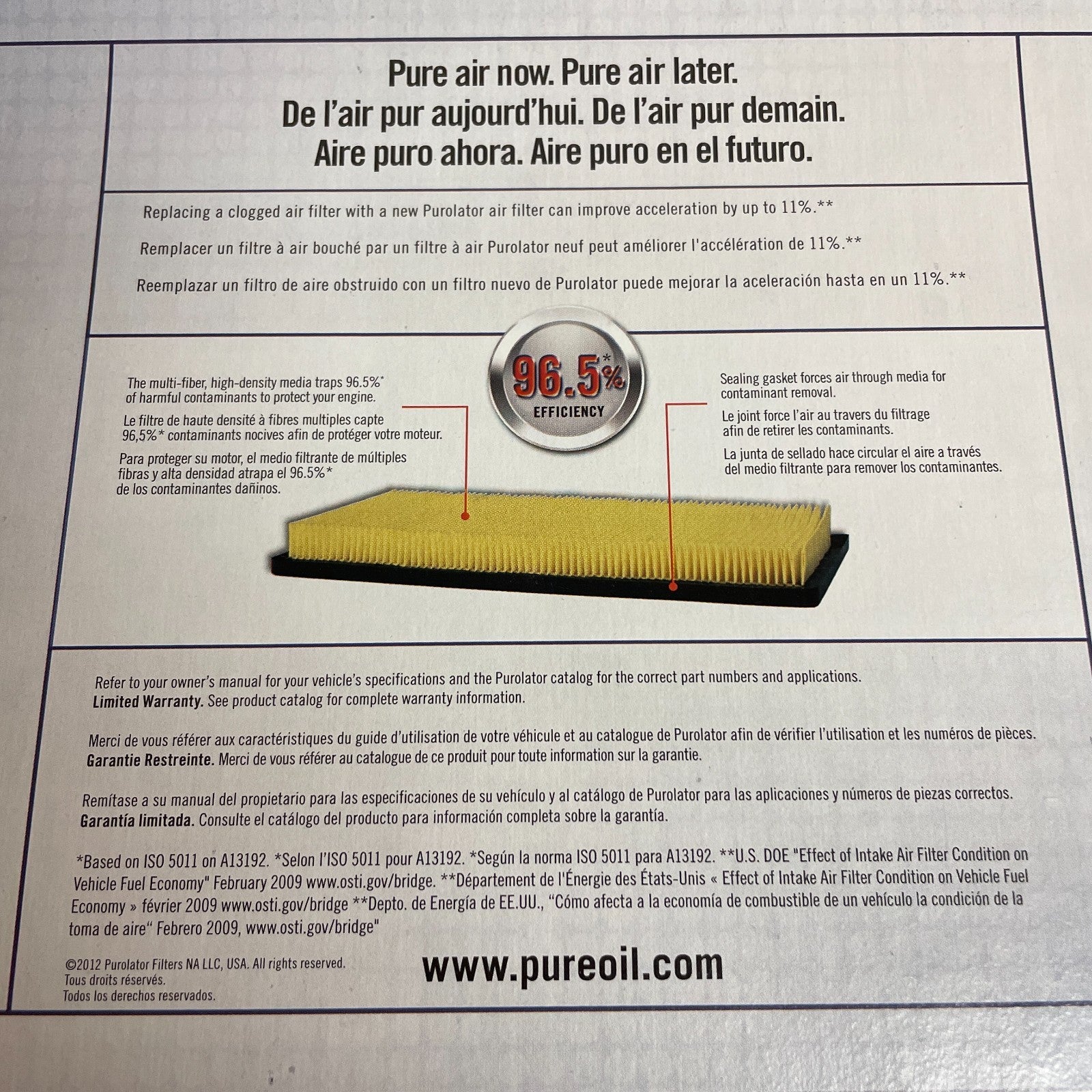 Purolator Classic Engine Air Filter Panel 13.63″ × 6.75″ A23436 Volvo Fit
