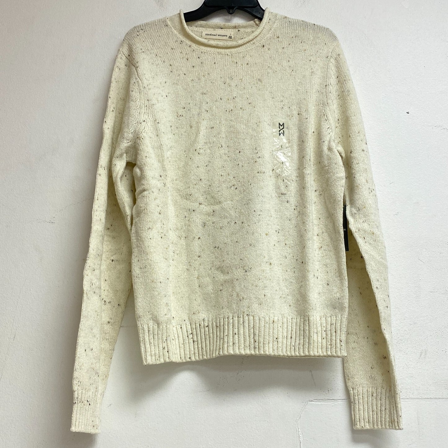 Mutual Weave Crew Neck Long Sleeve Mock Turtle Neck Sweater Size L Color Ivory